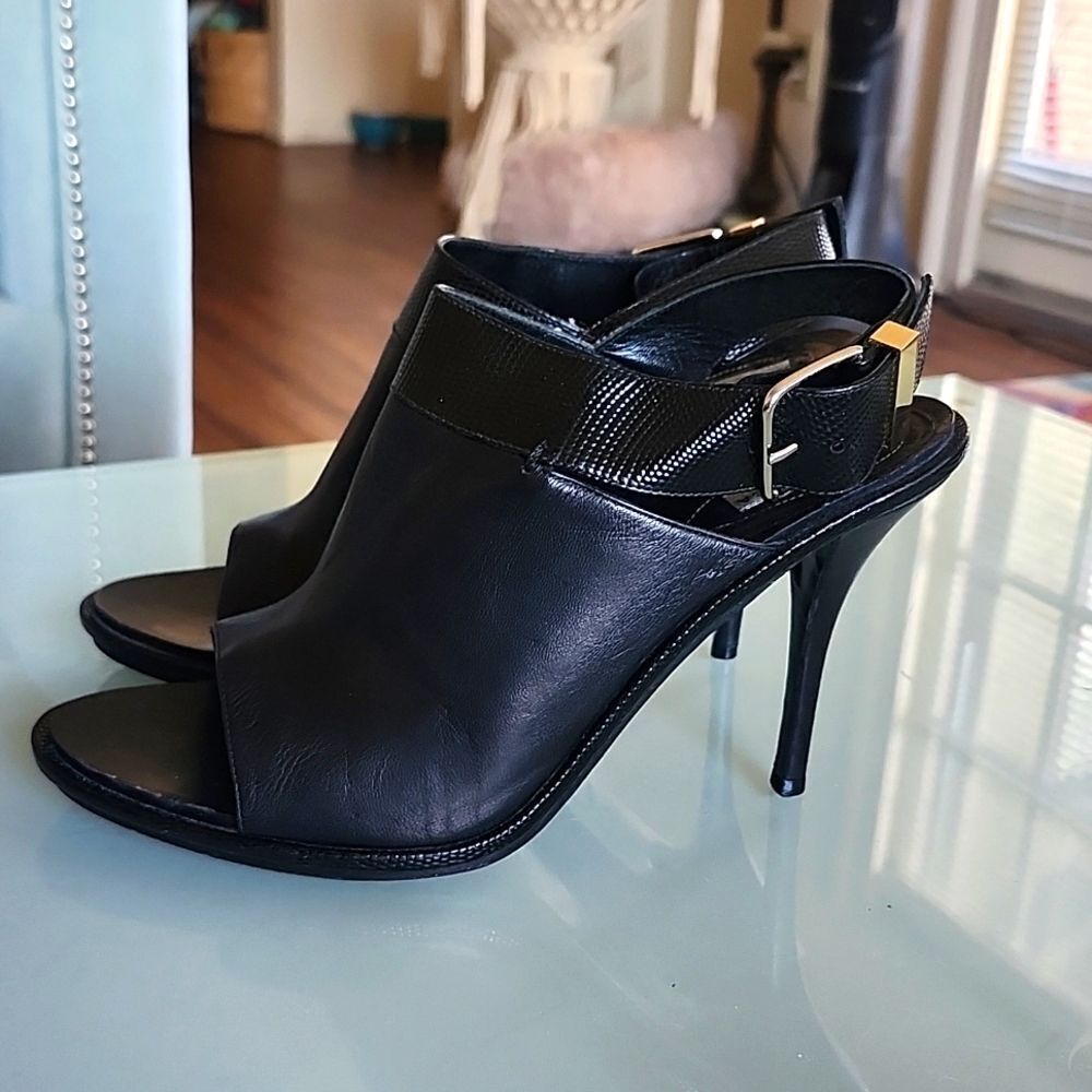 Balenciaga Leather Slingback Peep Toe Chic Y2K Heels Size 40 - Picture 5 of 12